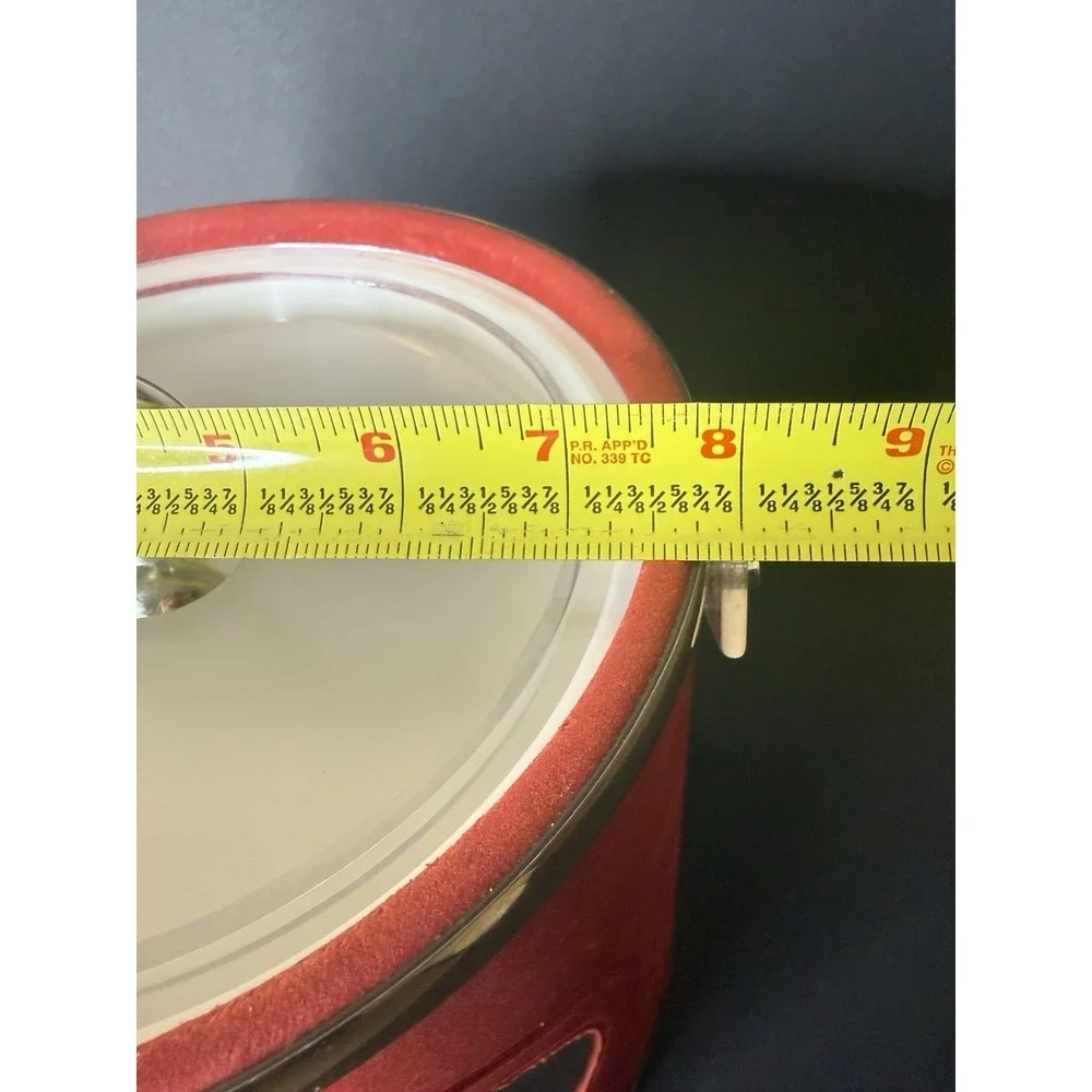 Vintage Coca-Cola Ice Bucket Red & Gold Clear Acrylic Handle Made in USA EUC
